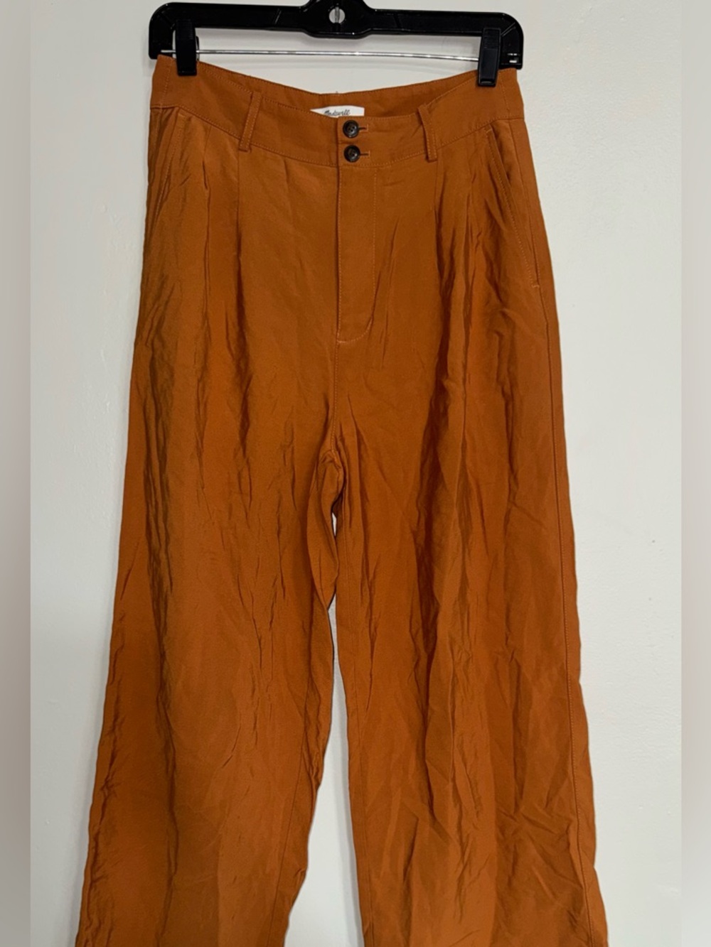 Madewell Rust-Orange Wide-Leg Cropped Trousers - Picture 2 of 10